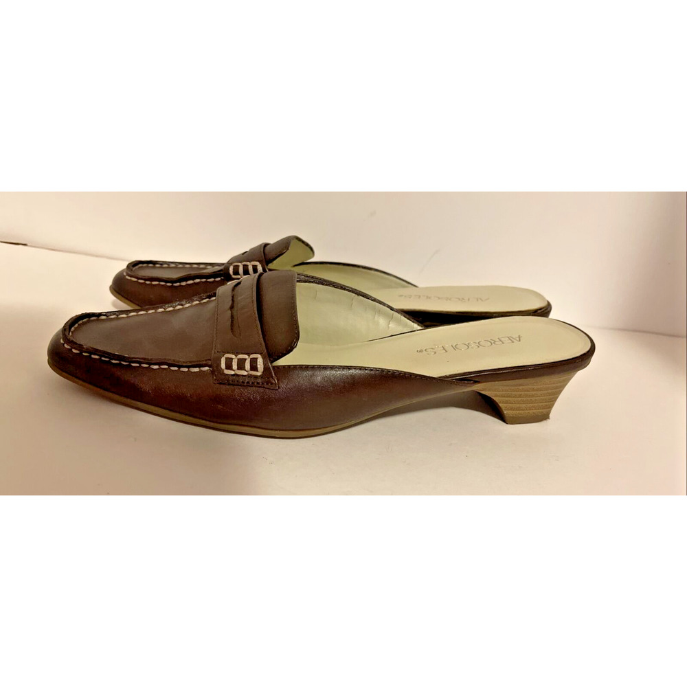 Aerosoles Shoe Sandal Lolly Brown Leather slip on Mule Kitten Heel 7M